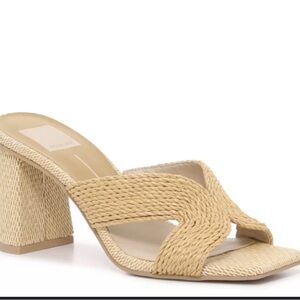 Dolce Vita Penny Tan Woven Block Heel Mules size 8